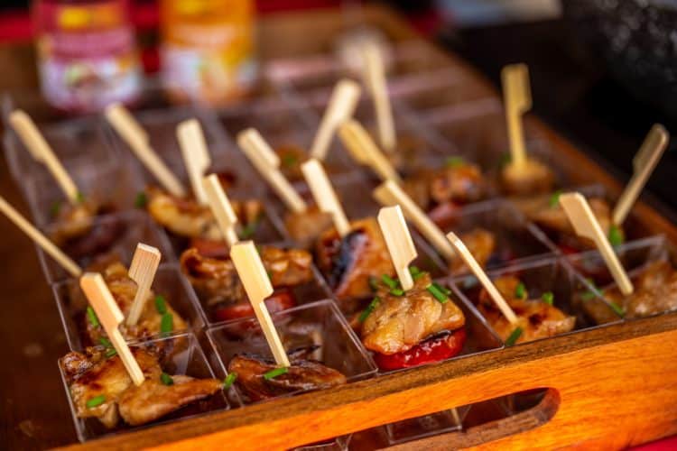 close up of food on sticks