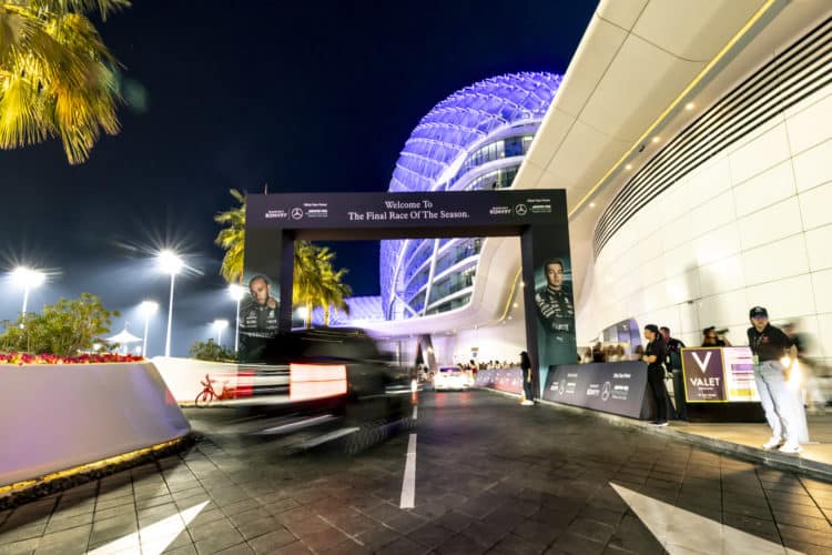 Marriott Bonvoy, daytime, empty, with Sir Lewis Hamilton, Mercedes F1 W14 car