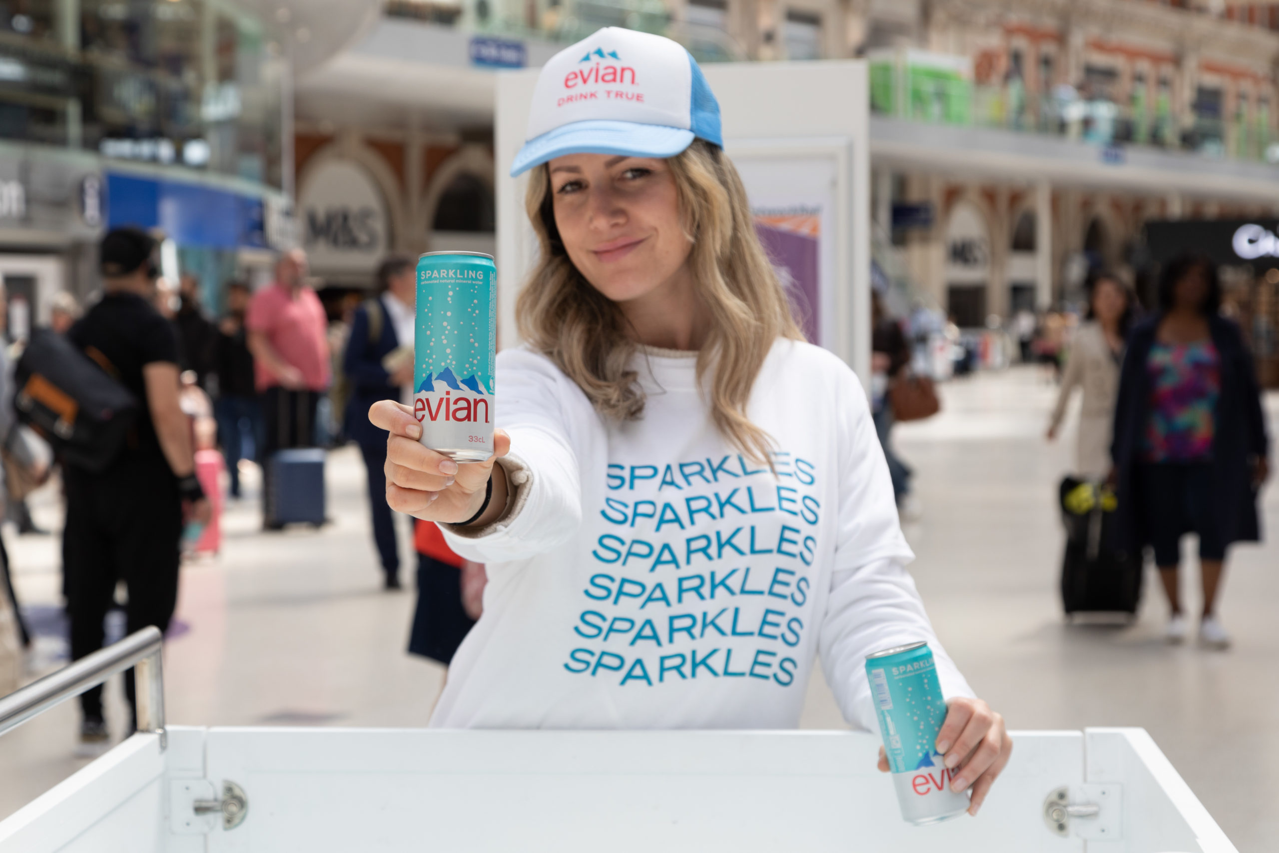 Evian sparkling sampling waterloo